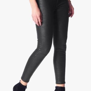 French Connection black feux leather skinny jeans